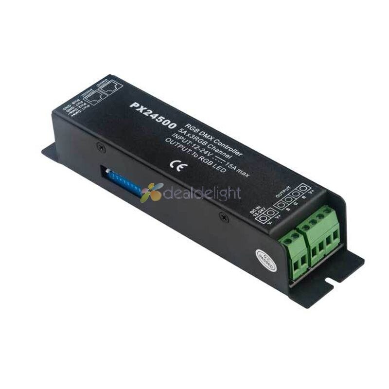 PX24500 DMX512/1990 Controller 3 Channels for RGB LED Bulb Light Lamp DC 12V-24V