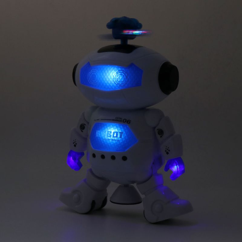 Robot electrónico para caminar y bailar para niños, juguetes con luz musical