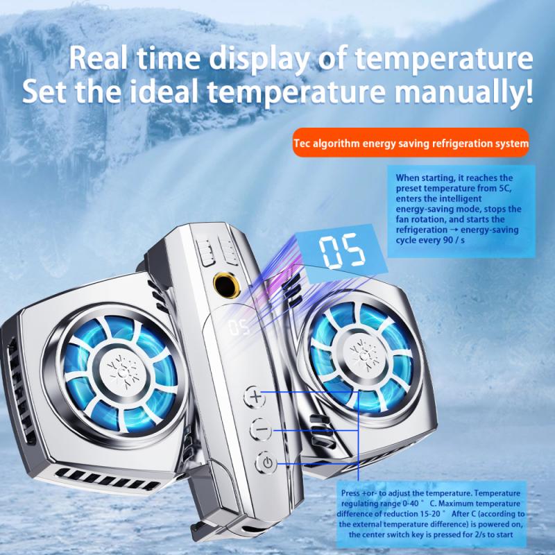 Kurioll podwójny wentylator chłodzący telefon komórkowy Cooler do przenośnego przenośnego chłodnicy do Xiaomi 11 Huawei iPhone 12 Samsung Gamepad Radiator