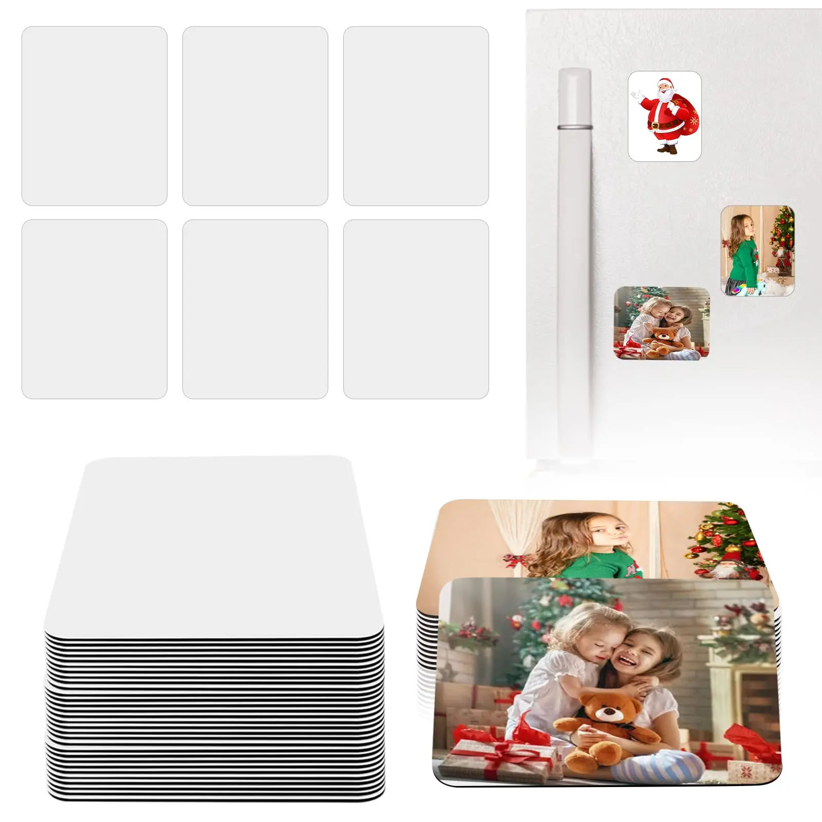 10pcs Sublimation Blank Refrigerator Magnets Sublimation Magnet Blanks 5.5x7.5cm Sublimation Blanks Products for Kitchen Office: WHITE