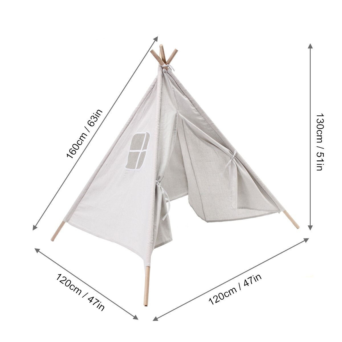 130Cm Tipi Driehoek Kids Play-Tent Teepee Canvas Slapen Dome Teepee Huis Kamer Kinderen Tenten Game-Huis