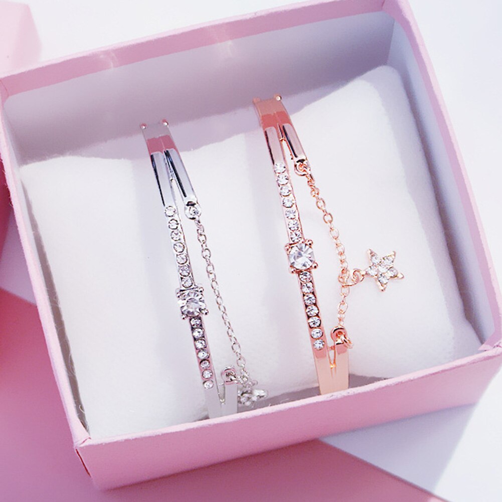 Armbanden voor vrouwen gouden bedelarmband ster hanger ketting glanzende strass ingelegde armband armband voor vrouwen