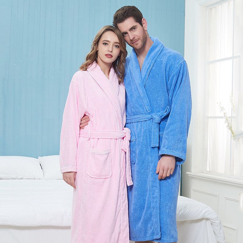 Badstof Heren Badjas Badstof Badjas 100% Katoen Liefhebbers Hotel Gewaden Mannen En Vrouwen Gewaad Badjassen Zachte Sleeprobe