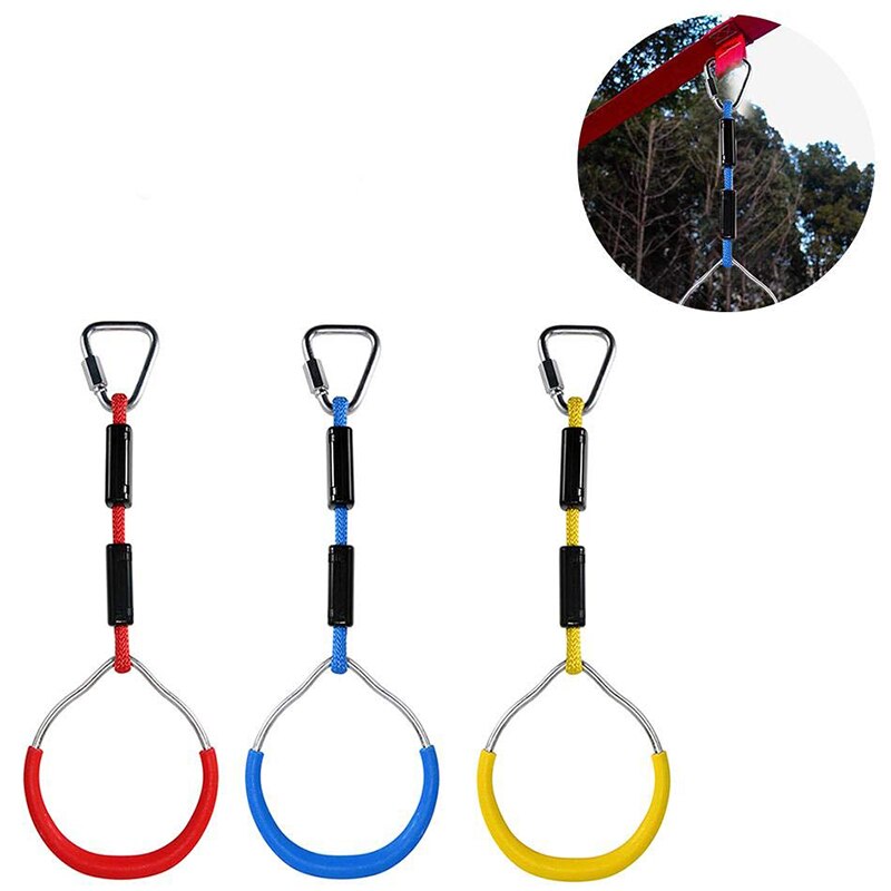 Swing bar ringe 3 stk justerbare farverige swing gymnastik ringe til børn drenge piger vejrbestandig udendørs gymnastik ring ninja obs