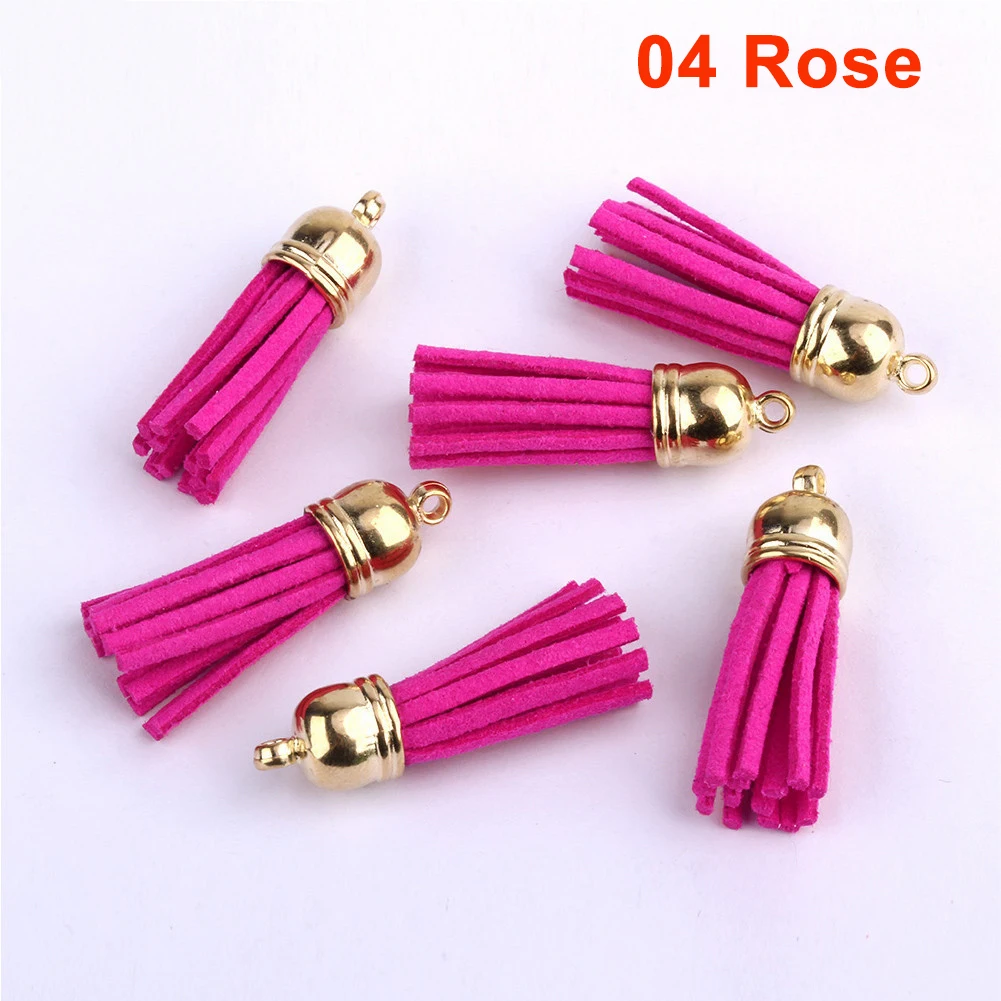 20 unids/lote borlas llavero de cuero borlas Mini borlas para manualidades DIY llavero colgante joyería de verano hacer pendientes dijes: Multicolor
