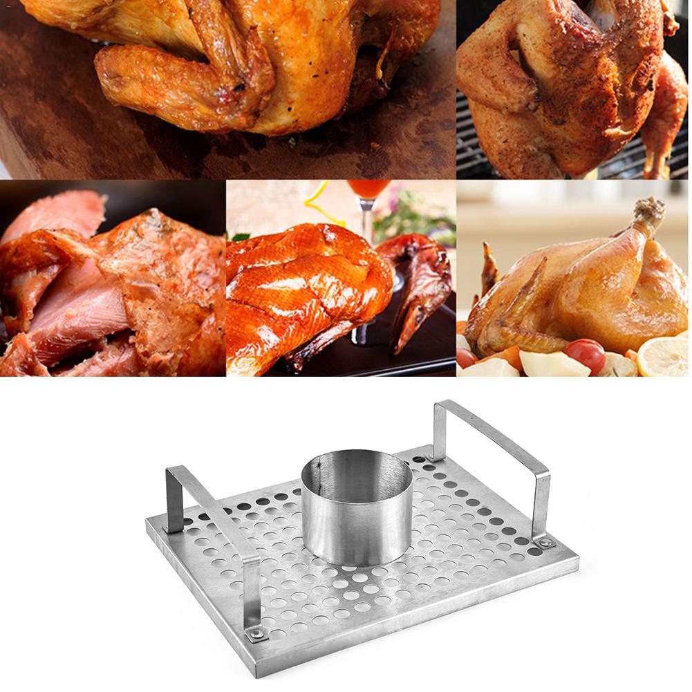 Stål øldåse kylling kalkun steger ovn grill grill stativ holder bakke kalkun lodret fjerkræ steger rist jul