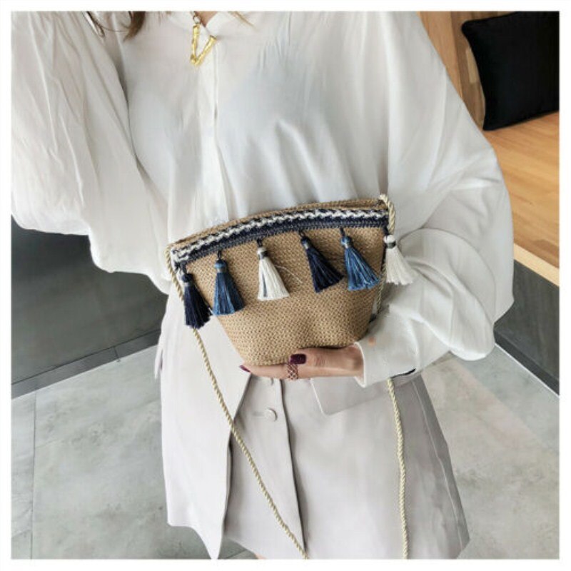 Bags For Women Newest Style Straw Bag Summer Beach Rattan Shoulder Bags Wicker Weave Handbag Crossbody