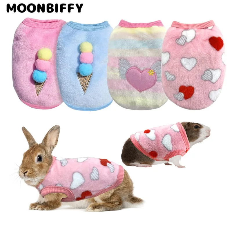 Warme huisdier konijn kleding zachte fleece cavia vest schattige kleine huisdier kleding konijntje kostuum voor fret chihuahua hamster accessoires