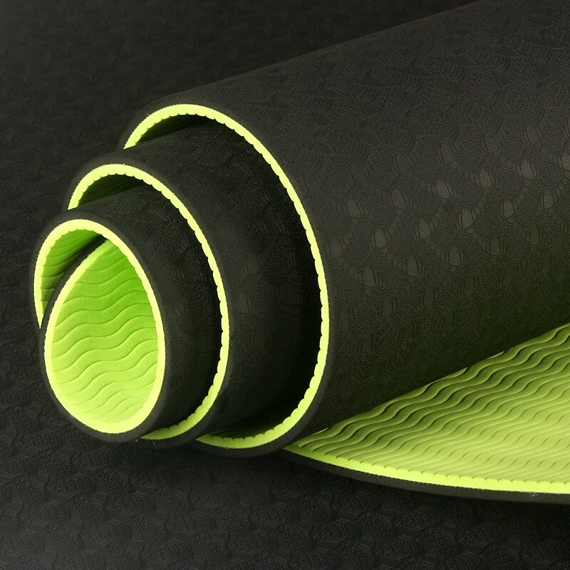 TPE Yoga Mat - 183x61cm - 6mm Thick - Non-Slip - Home Fitness Gym