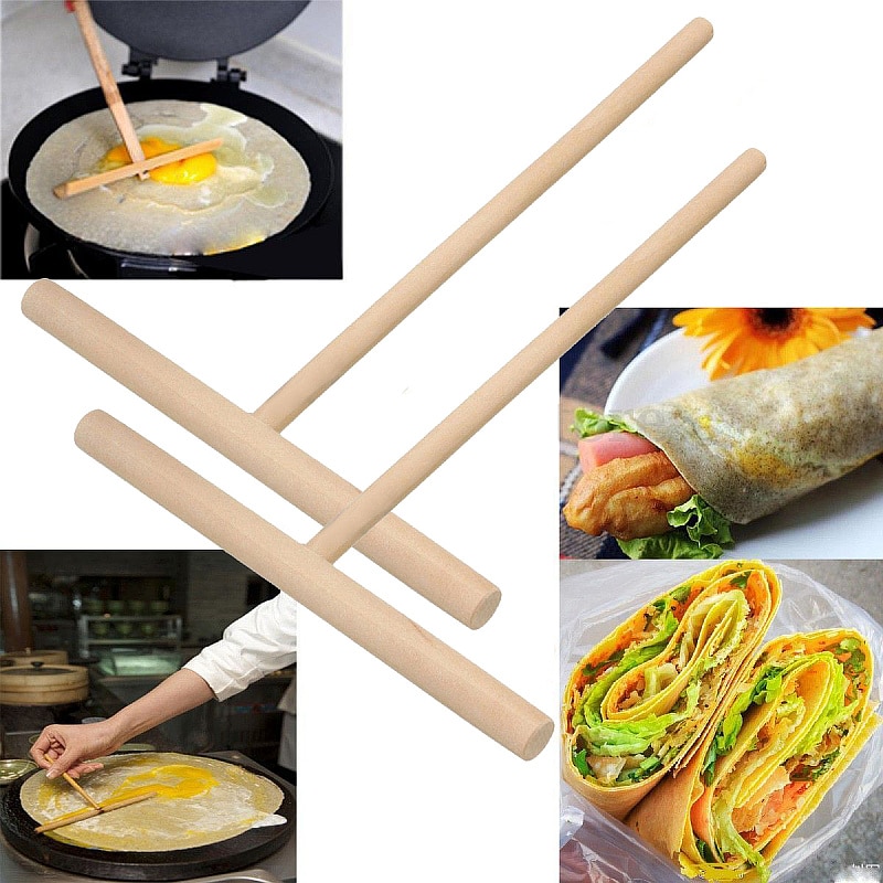 2 stks houten crêpe maker pancake batter strooier stok keuken diy koken gebruiksvoorwerpen gereedschappen voor restaurant kantine levert