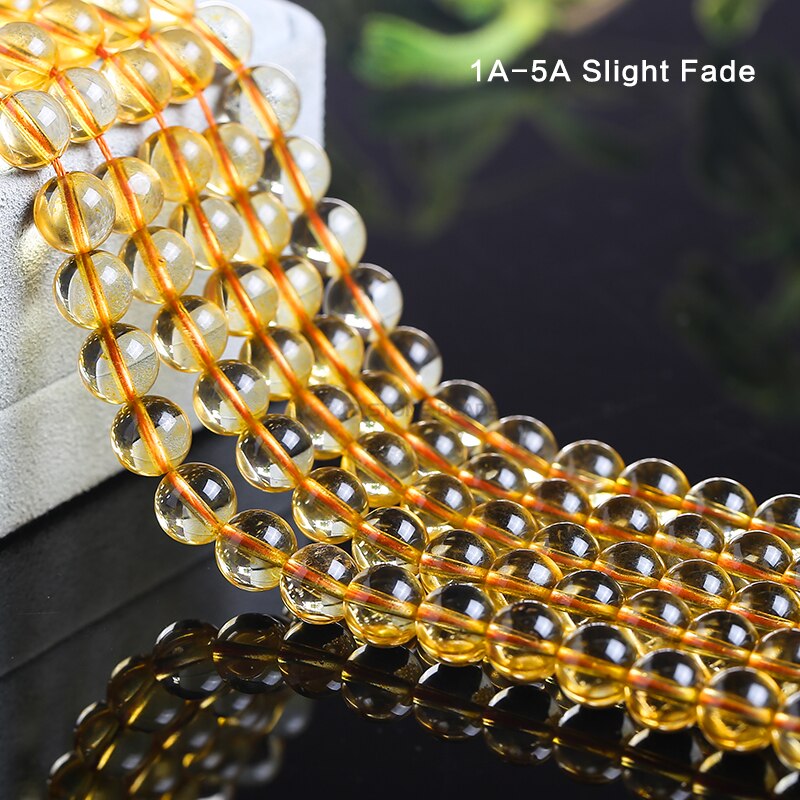 Cuentas sueltas de citrino Natural para fabricación de joyas, accesorios de bricolaje, pulsera de cristal amarillo, tamaño a elegir, 4, 6, 8, 10 y 12mm,