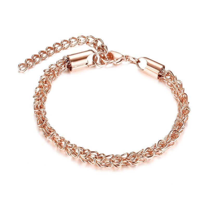 585 roséguld kedjor kvinnor armband armband rostfritt stål pulseira feminina tillbehör ingen blekning: Br -648r bild