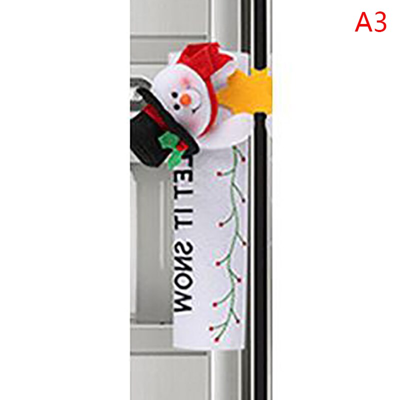 Pomo para manija de puerta de refrigerador de cocina, cubierta de tela, decoración de venado navideño, 1 Uds.: 3