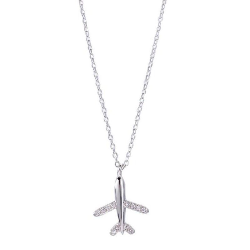 ICH Liebe Reise Flugzeug Halskette 925 Sterling Silber Inlay Zirkon Frauen Schmuck Geburtstag Weihnachten: Ursprünglich Titel