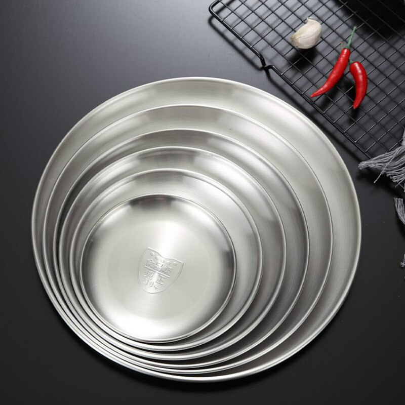 304 Stainless Steel round Plate Western Restaurant Bone Tray Dish Shallow dishes dinner plates set dish sets