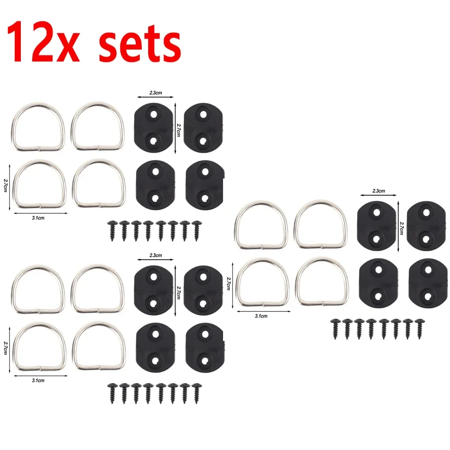 12 sets Fixed Hooks for Car Trunk Mesh Pocket Hanging Loop Split Ring Hook Luggage Cargo Floor Net Fixing Kit Auto Accessories: Orange