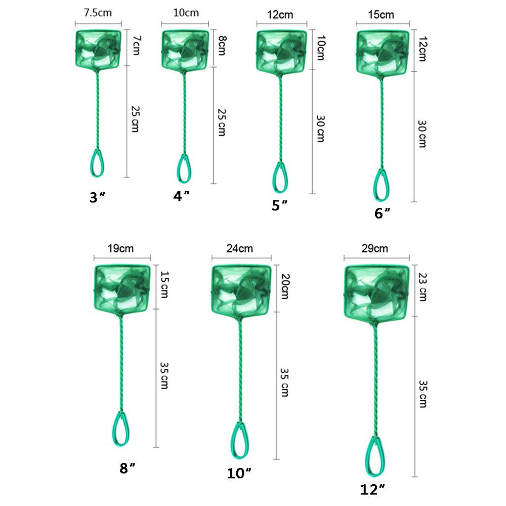 Visnet Groen Draagbare Lange Handvat Vierkante Aquarium Aquarium Visnet Schepnet Voor Vis Drijvende Voorwerpen Cleaning Tools