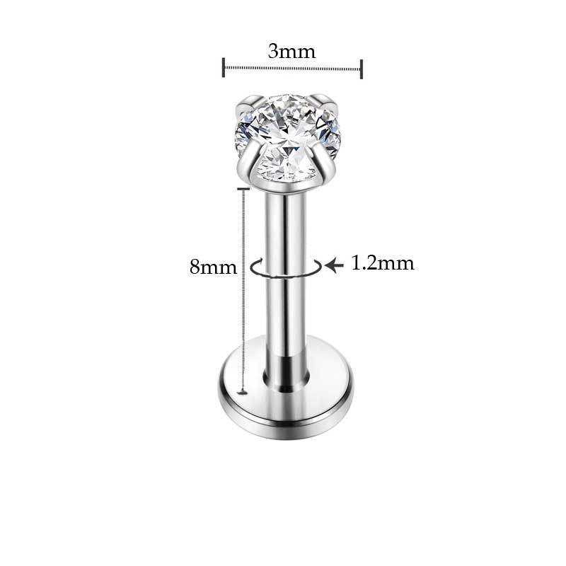 1 stuk Chirurgisch Staal Diverse Kleuren Zirkoon Labret Stud Lip Piercing Oorkraakbeen Tragus Helix Ring Charmant Sieraden: Round / Gold