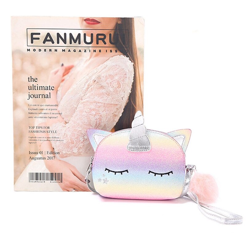 Unicorn Shoulder Bag Rainbow Sequin Cute Cartoon Unicorn Shoulder Bag Flash Mini Girls Travel Printing Shoulder Bags