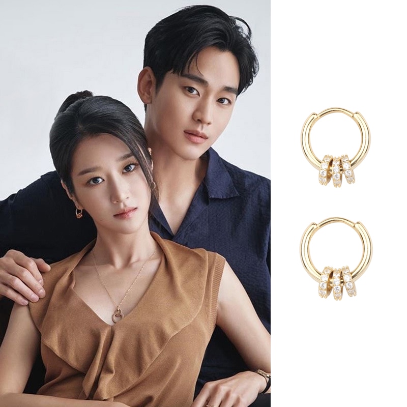 Korean TV Star Circle Hoop Earrings For Women Shining Zircon Oorbellen Round Earring Jewelry