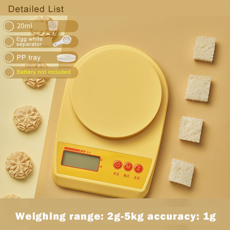Precision Kitchen Scale Digital Food scale digital kitchen weighing scales small with bowl kitchen scale electronic food scales: Beige 5kg-1g