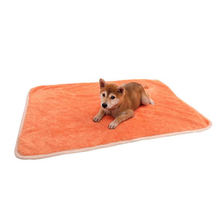Stort kæledyr hund high-end tæppe hyggelige bløde fodspor hvalp kat varmt mønster fodspor bad kæledyr tæppe tæppe tæppe: Orange / S
