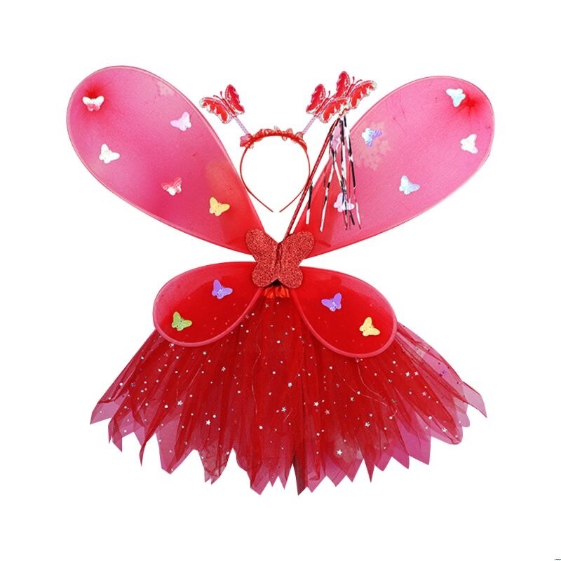 Søde børn kostumer ydeevne rekvisitter gradient farve sommerfugl prinsesse engle vinger fe stick børn klæde sig op legetøj: 6