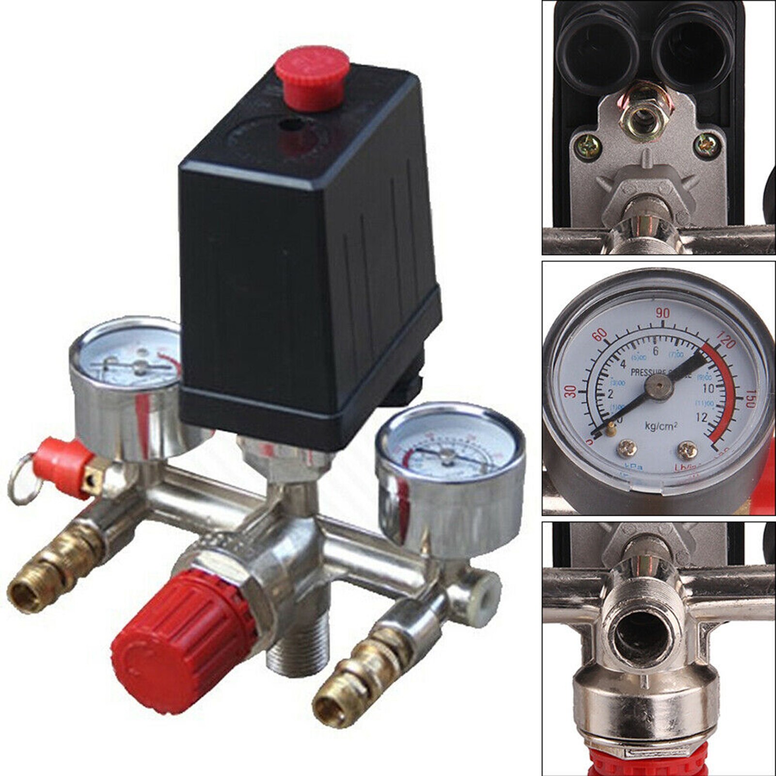 230V Pressure Switch Air Valve Intake Manifold Compressor Control Regulator Gauge Set Pressure Switch Air Valve