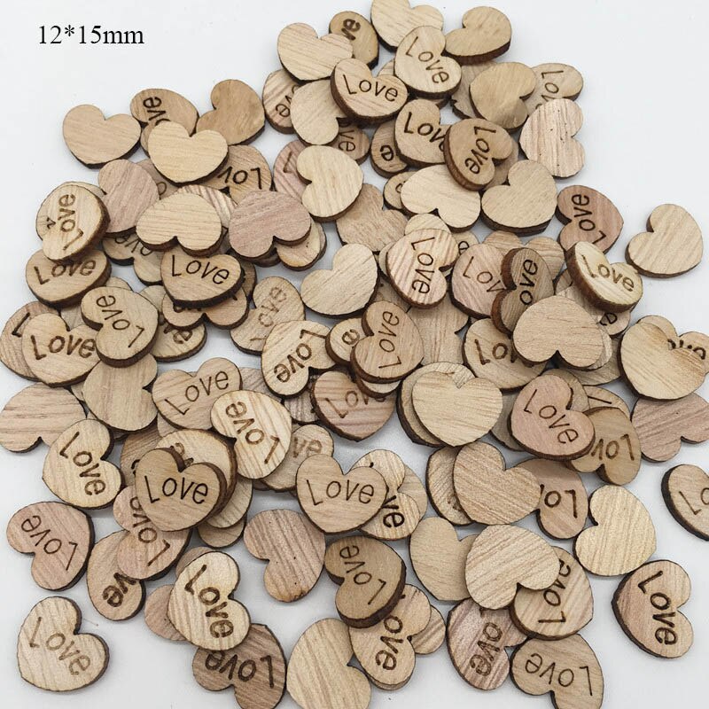 100 stuks houten knutselwerkjes in de vorm van een liefdeshart voor op een bruiloft, op een tafel, voor thuis, als decoratie voor een verjaardag, als bedankje voor een feestje of als plakboek 62071: 2pd-62561