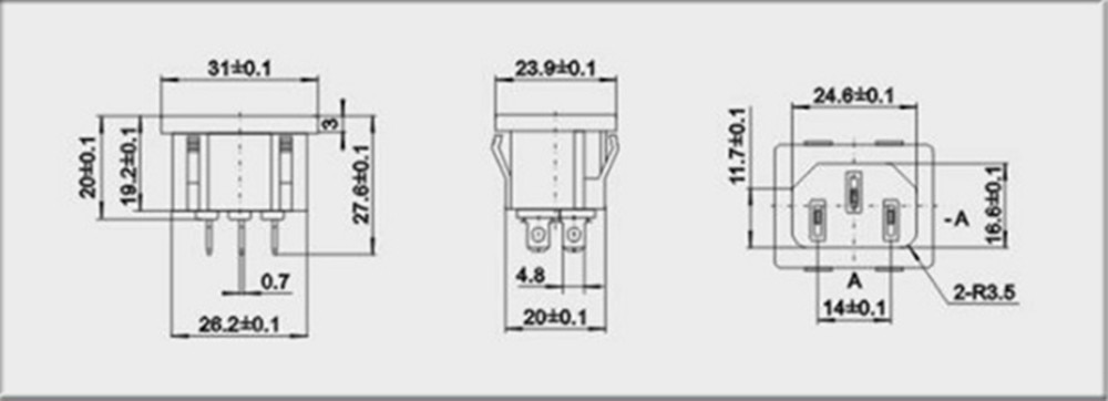 10pcs/lot AC power socket C14 Inlet Power Socket Connector Plug Industrial socket Plug IEC320 C14 3Pin Panel Power Inlet Socket