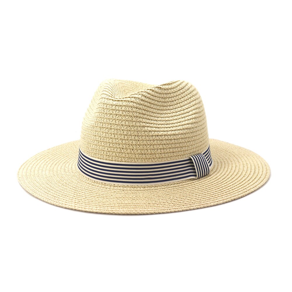 Straw Hat Women Summer Sun Beach Panama Wide Brim Ribbon UV Protection Outdoor Accessory