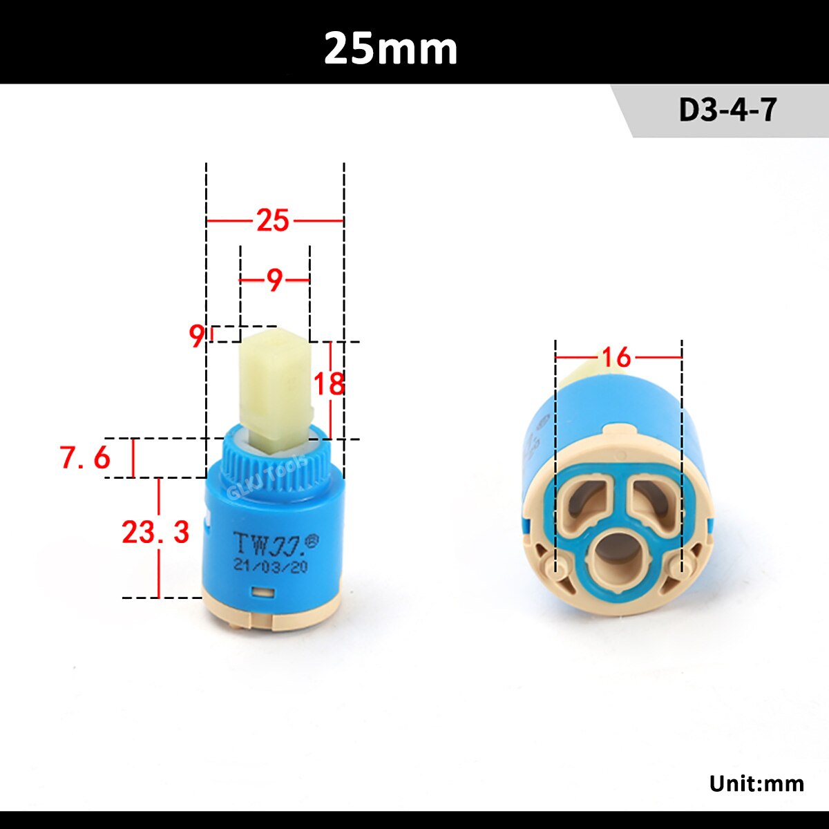 1 stücke 25/30/35/40mm Wasser Mischbatterie Wasserhahn Spule Patrone Keramik Ventil Ader Küche Schlecht Becken Wasserhahn Reparatur Teile: D3-4-7