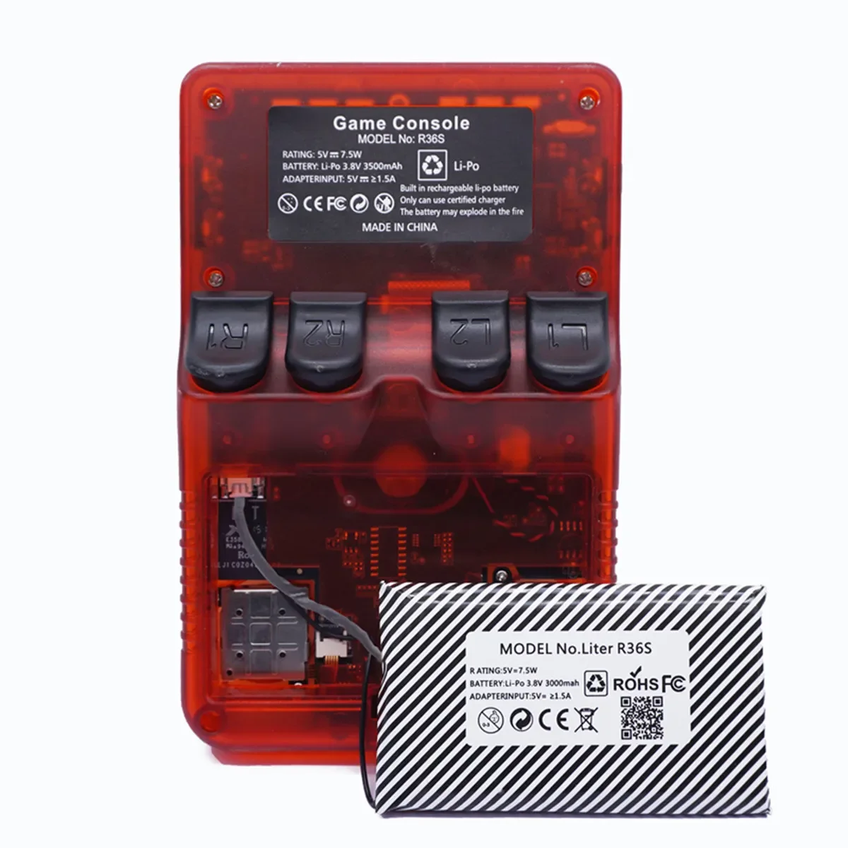 3.8V Battery for Open Source R36S Game Console, for R36S Retro Handheld Game Console, Rechargeable 3000mAh Battery