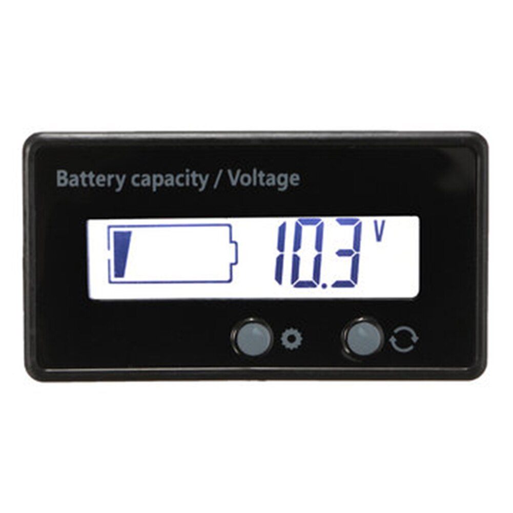Gauge Buttons Voltage Meter Lithium Car Lead Acid Battery Backlit Universal Battery Capacity LCD Display Monitor Backlit Display: White