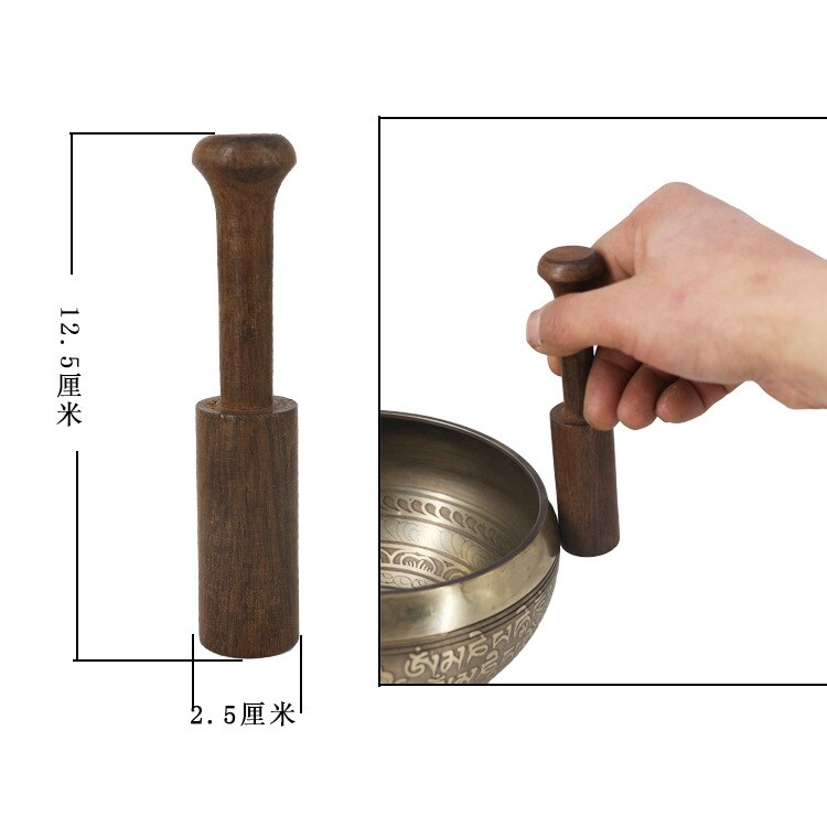 Cuenco tibetano de cuero palo de martillo palo de madera mango de meditación budista tibetana cuenco de canto accesorio 8-25cm