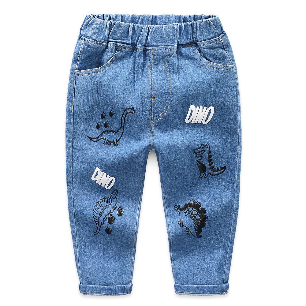 Benemaker Spring Jeans Boy Girl For Jean Pant Denim Children Clothing 2 To 10 Year Baby Kid Dinosaur Pants Casual Trousers CX036: 8T