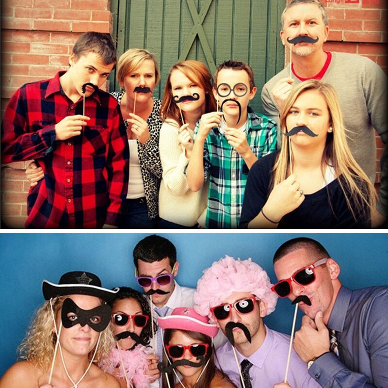 27 stykker gift fotoboks rekvisitter photobooth bryllup briller papir kort sjov maske fest dekoration foto rekvisitter fest favoriserer