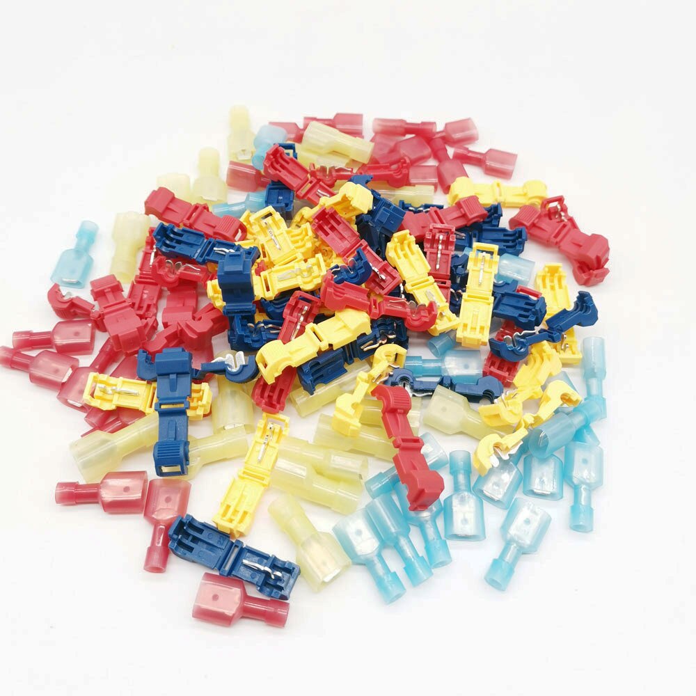 120 Stuks T Type Elektrische Kabel Connectors Splice Draad Scotch Lock Geïsoleerde Mannelijke Vrouwelijke Terminals Crimp Kits