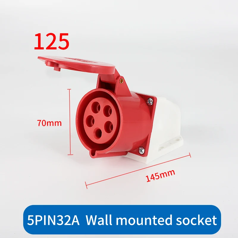 Industrial plug and socket waterproof connector 3PIN 4PIN 5PIN 32A IP44 waterproof electrical connection wall mount socket: WHITE