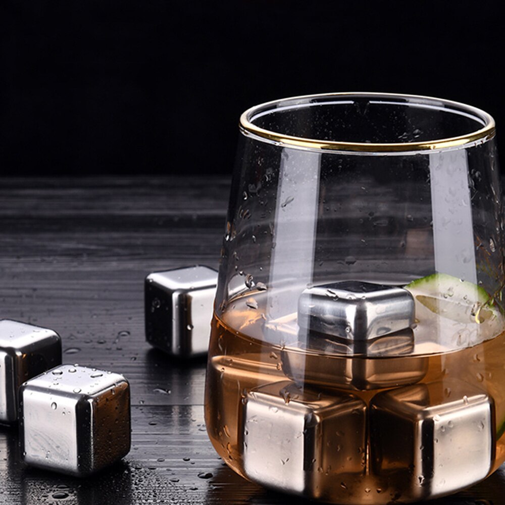 1pc herbruikbare ijsblokjes van roestvrij staal, ijsblokjes van metaal, bevroren toren, ijsgranulator, wijn, bierkoeler, water, whiskysteen