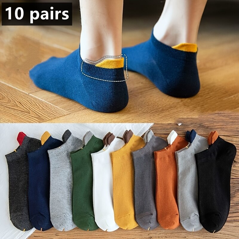 10 Pairs Men Sock Cotton Short Socks for Male Low-Cut Ankle Socks Breathable Summer Casual Soft Sports Socks