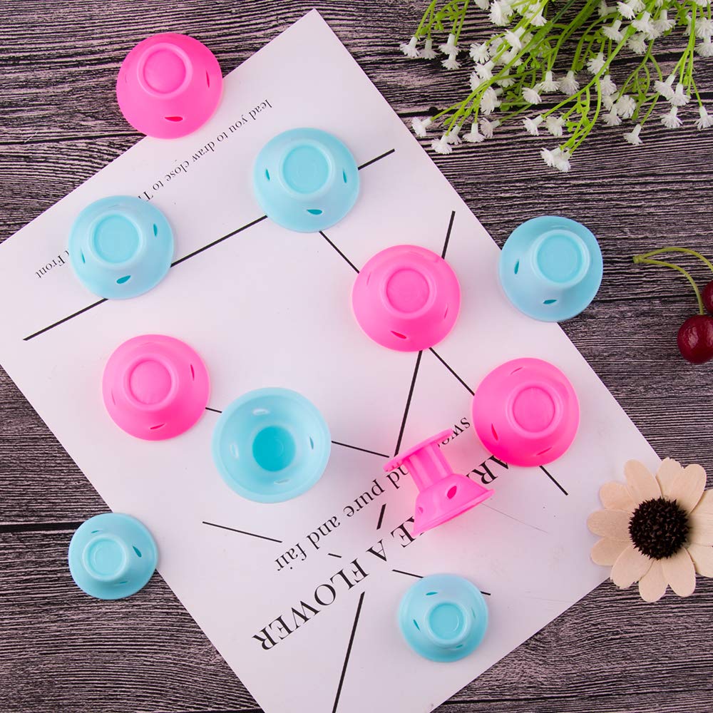 Silicone Hair Curlers Blue and Pink Magic Hair Rollers No Heat No Clip Soft Rubber Styling Tools Set for Women and Girls