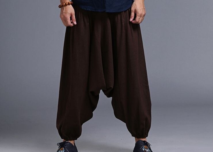 Samurai japonés pantalones de tiro caído Boho pantalones bombachos holgados Hiphop baile de pantalones de chándal de algodón ropa de bebé 71907