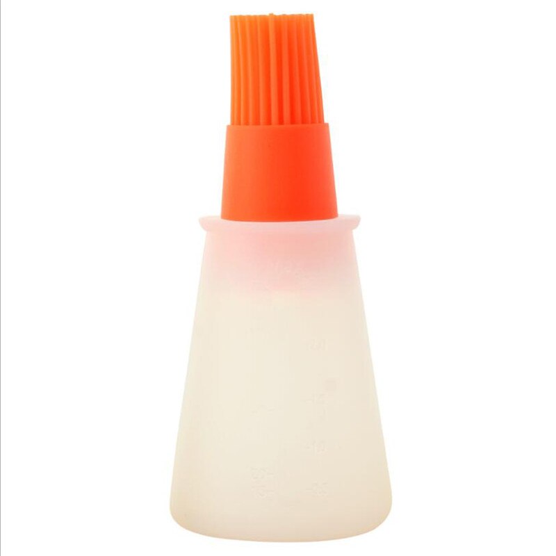 Bouteille d'huile en Silicone Portable avec brosse, brosses à huile pour Grill, huile liquide, pâtisserie, outil de cuisine pour BBQ, 1 pièces: orange