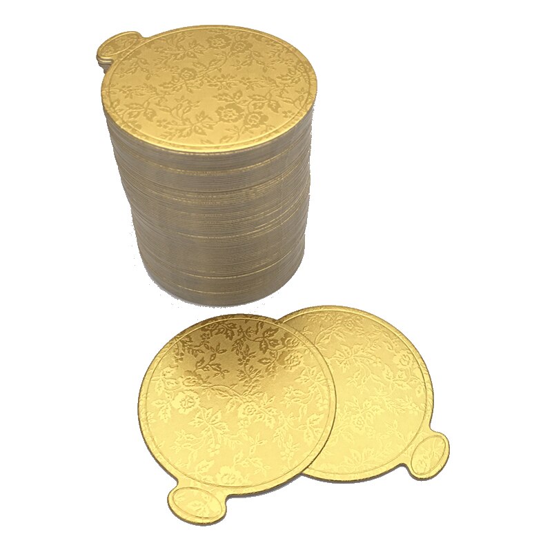 Aomily-tablero redondo con impresión dorada para Tartas, bandeja de exhibición de postres y magdalenas, Kit decorativo de pastelería para tartas de boda, 100 unids/set por Set