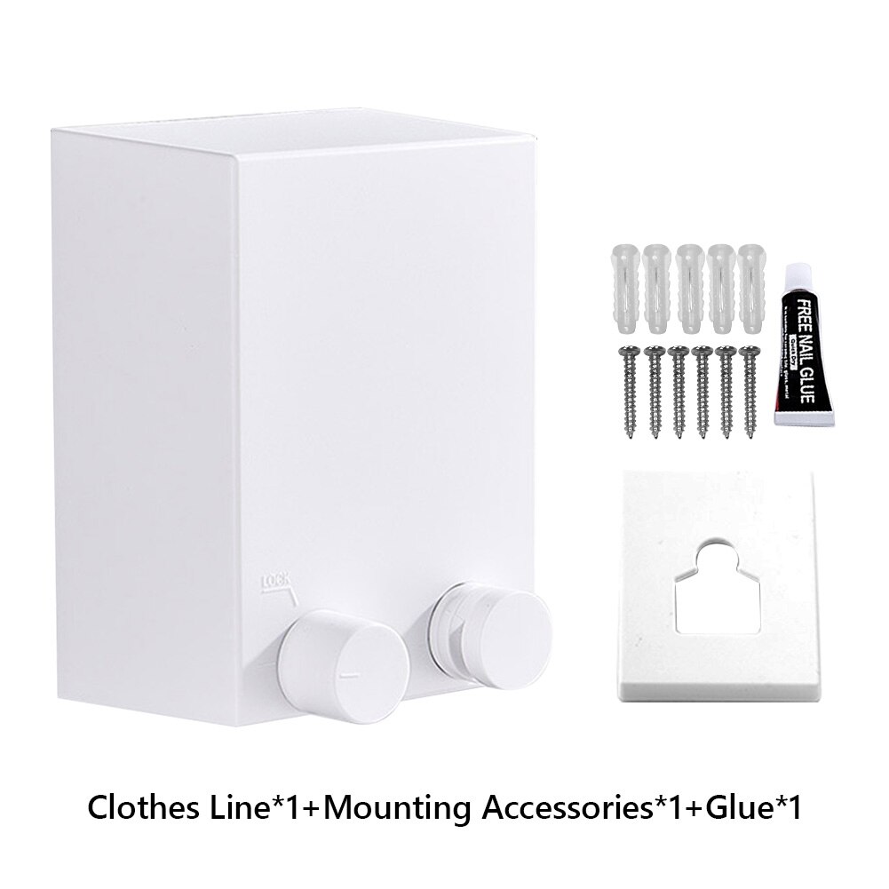 Clothesline Wall Stretch Washing Cloth Line Retractable Outdoor Indoor Dryer Laundry Hanger Contraction Bathroom Accessories: White