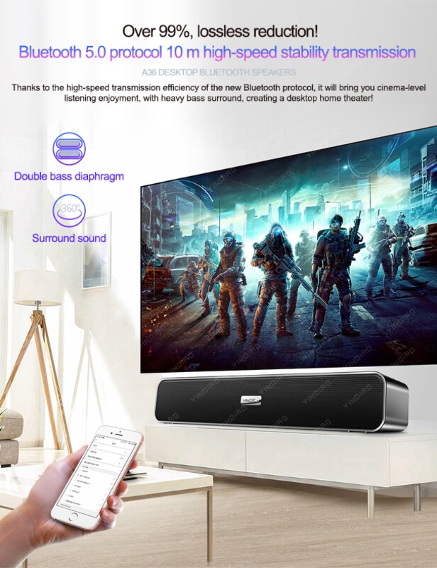 A36 Led Tv Geluid Bar Bedrade En Draadloze Bluetooth Home Surround Soundbar Subwoofer Speaker Voor Pc Theater Tv Luidspreker