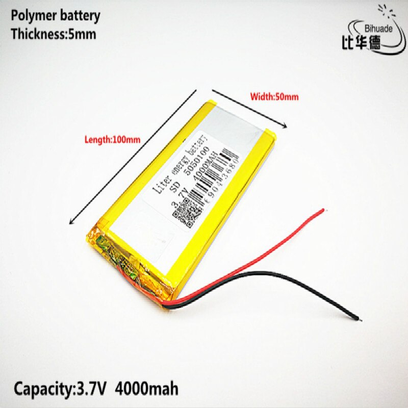 Bateria de energia litro boa qualidade 3.7v, 4000mah, 5050100 íon de lítio polímero/bateria li-ion para brinquedo, power bank, gps, mp3,mp4