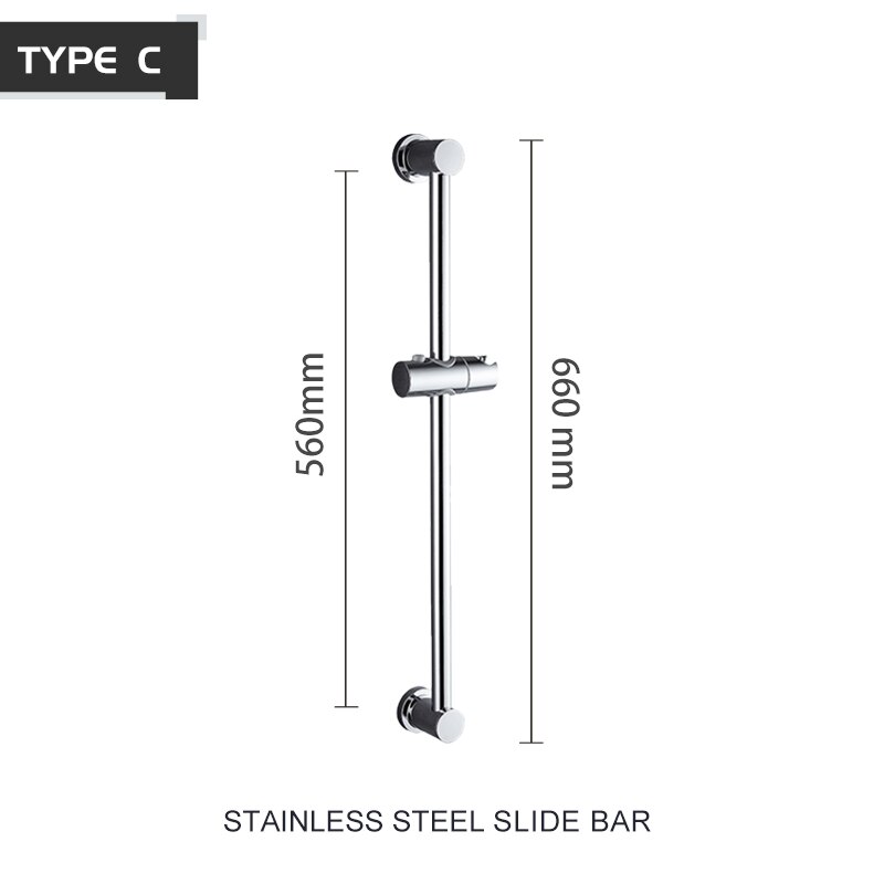 Shower Head Sliding Bar Wall Mount Shower Rail Slide Bar Silver Chrome Finished Adjustable Hand Hold Bracket Bathroom Shower Rod: C Slide Bar Only