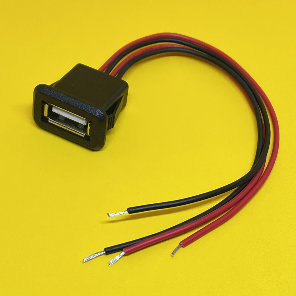 Conector de puerto de carga hembra USB 2,0 de 2/4 cables, conector de puerto de carga de 2 pines y 4 pines con Cable PH2.0, terminales eléctricos, enchufe de cargador USB: YELLOW